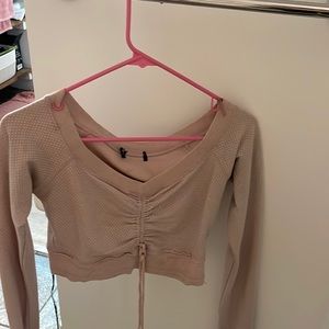 pink and white polka dot long sleeve